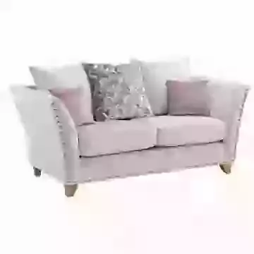 Elegant Velvet 2 Seater Sofa with Metallic Stud Design & Wooden Legs